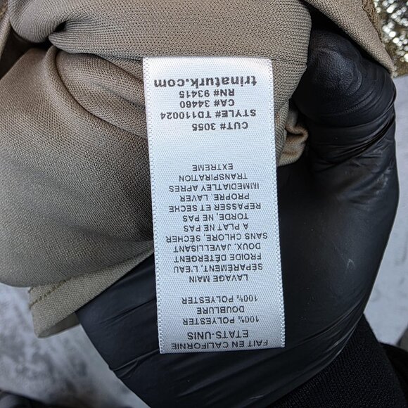 Trina Turk Dress Womens 10 Gold Sequin Blouson V Neck Dolman Sleeve Short Party - Picture 6 of 13